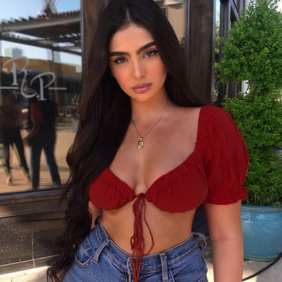 Blusa de manga corta con volantes