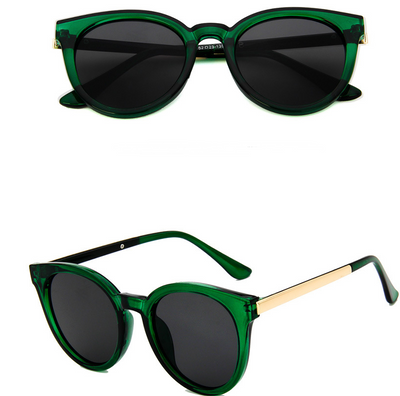 Black vintage square sunglasses for women with round blue mirrored lenses and gold-tone temple accents. - Image 6