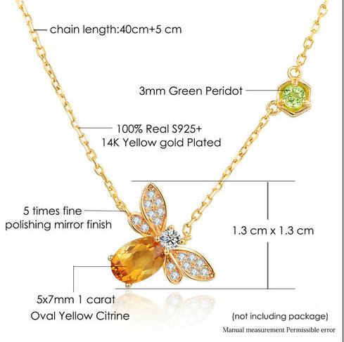 Collar de Abeja con Incrustación de Citrino y Peridoto Natural - Image 3