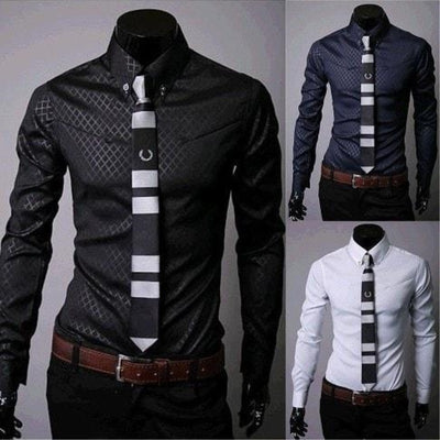Camisas Ajustadas para Hombre con Diseño de Cuadros y Rayas Premium