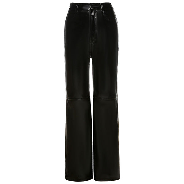 Pantalones Motociclista PU Estilo Urbano con Temperamento