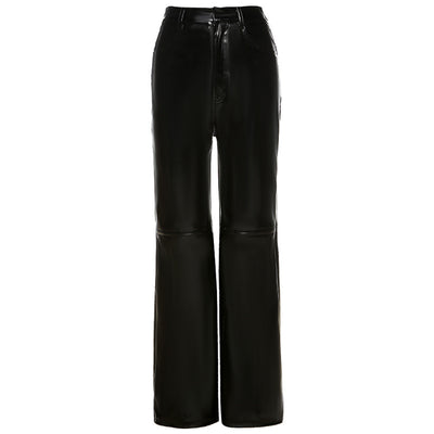 Pantalones Motociclista PU Estilo Urbano con Temperamento