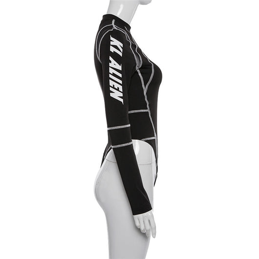 Body Manga Larga con Estampado de Malla - Image 9