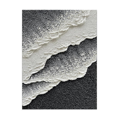 Cuadro Abstracto Olas del Mar 3D - Arte Moderno en Lienzo Pintado a Mano Estilo Minimalista Blanco y Negro - Image 5