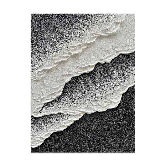 Cuadro Abstracto Olas del Mar 3D - Arte Moderno en Lienzo Pintado a Mano Estilo Minimalista Blanco y Negro - Image 5