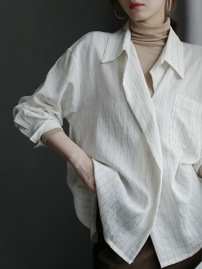 Cardigan Rayado con Botones - Blusa Suelta y Cómoda - Image 8