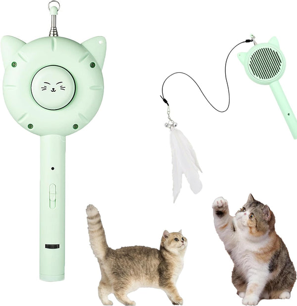 Juguete Interactivo 5 en 1 para Gatos con Luz LED y Cepillo Retráctil