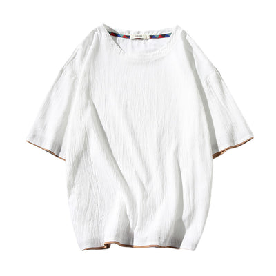 Playera Manga Corta de Algodón y Lino para Hombre - Image 2
