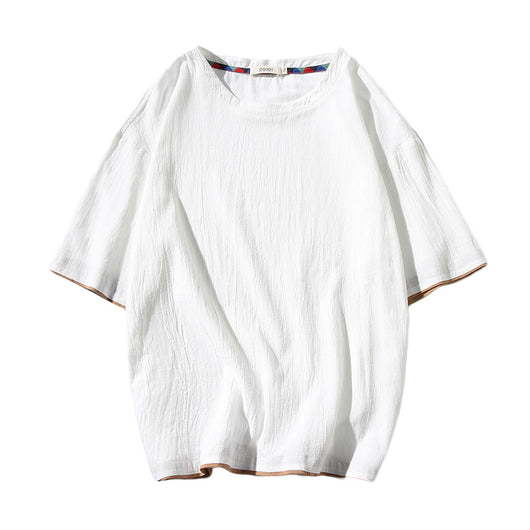 Playera Manga Corta de Algodón y Lino para Hombre - Image 2