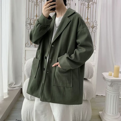 Abrigo de Lana Holgado para Hombre - Otoño e Invierno con Forro de Algodón - Image 11