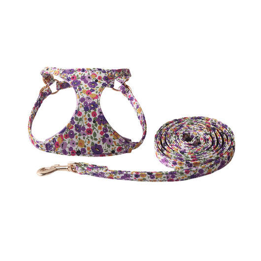 Arnés Floral para Mascotas con Correa de Paseo - Image 7