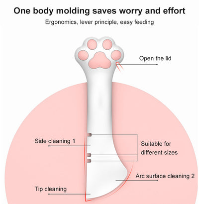 Gray pet food spoon with a paw print handle and a matching paw-shaped can opener lid. - Image 6
