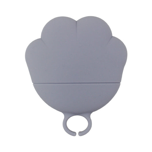 Gray pet food spoon with a paw print handle and a matching paw-shaped can opener lid. - Image 11