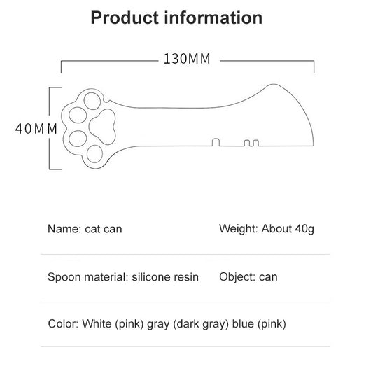 Gray pet food spoon with a paw print handle and a matching paw-shaped can opener lid. - Image 12