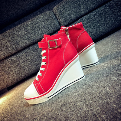 Zapatillas Canvas Altas con Plataforma Lateral de 8cm - Diseño Elevado y Moderno - Image 6