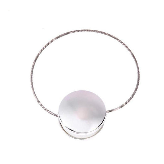 Purple magnetic curtain tieback with a round buckle and a thin silver wire loop on a white background. - Image 21