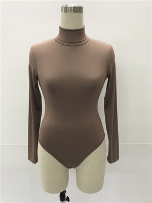 Jumpsuit Invierno Mujer 12 Colores Cuello Alto Manga Larga Ajustado