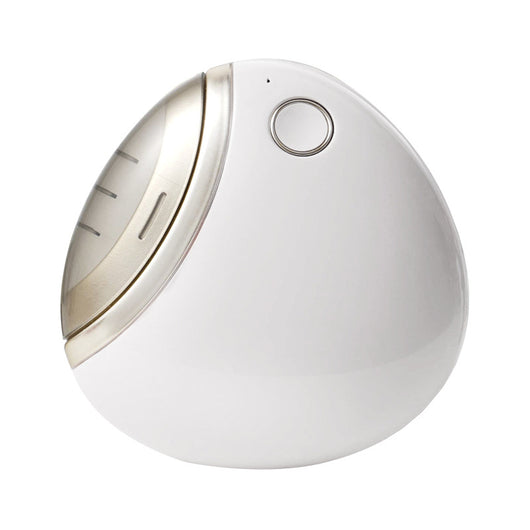 White egg-shaped electric nail clippers trimmer with a gold-toned accent and a single control button. - Image 14