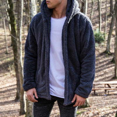 Chaqueta Hoodie Polar Cálida para Hombre - Diseño Liso Versátil - Image 14