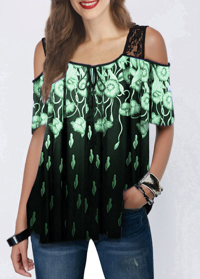 Playera Suelta con Estampado de Encaje para Mujer - Image 13