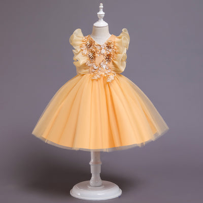 Vestido Niña Cuello V con Volantes