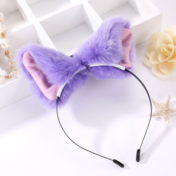 Diadema de Orejas de Gato Suave y Esponjosa
