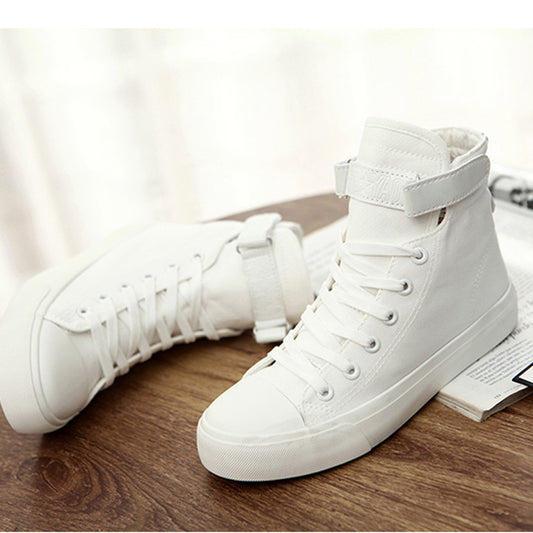 Zapatillas Altas de Lona Negras Estilo Británico para Mujer - Image 2