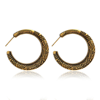 Aretes Vintage Grabados en C - Aleación Elegante - Image 8