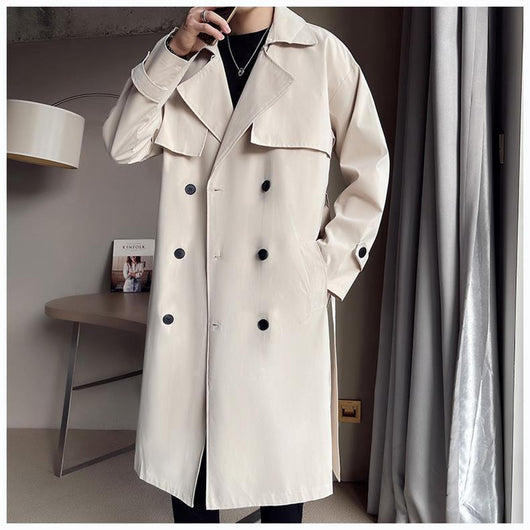 Abrigo Trench Coat Doble Botonadura Beige para Hombre - Image 16