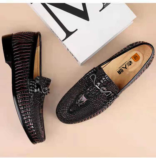Mocasines de Piel Grabada con Textura de Serpiente para Conducir - Image 13