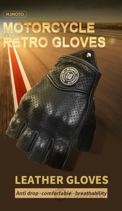 Guantes de Ciclismo Retro Medio Dedo en Cuero Oveja - Resistentes al Desgarre - Image 10
