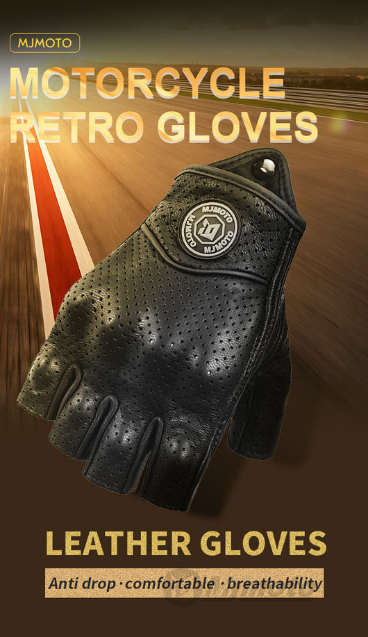 Guantes de Ciclismo Retro Medio Dedo en Cuero Oveja - Resistentes al Desgarre - Image 10