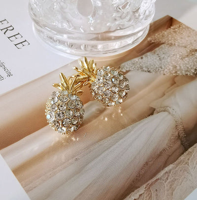 Aretes Colgantes de Piña con Diamantes - Image 5