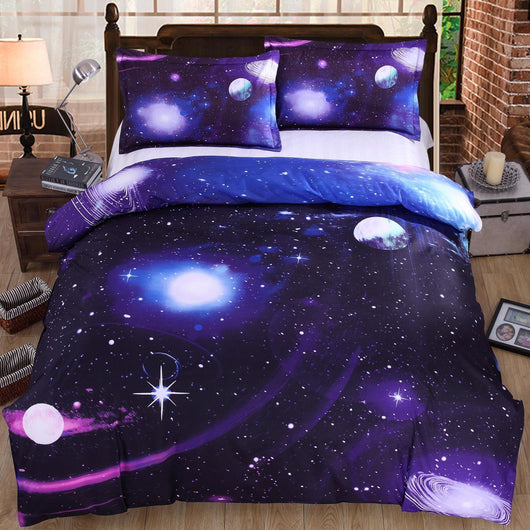 Juego de Cama Estampado Cielo Estrellado de Cuatro Piezas - Image 5