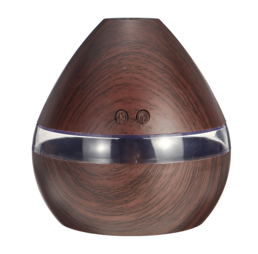 Light wood grain teardrop ultrasonic humidifier and essential oil diffuser with a clear LED light band. - Image 13