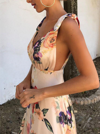 Vestido Floral Minimalista sin Mangas - Image 2
