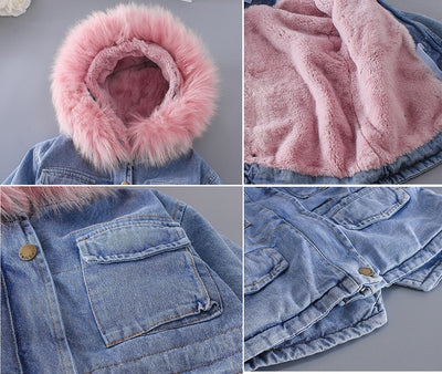 Chaqueta de Niña Denim con Forro de Terciopelo para Otoño e Invierno - Image 5