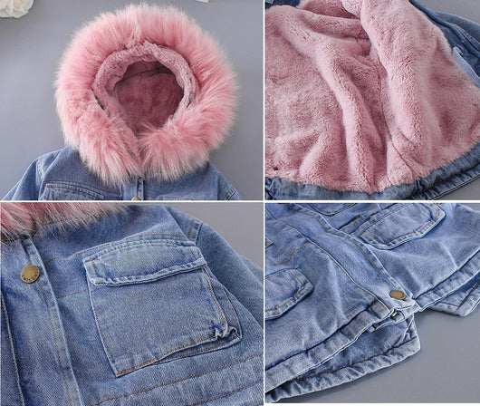 Chaqueta de Niña Denim con Forro de Terciopelo para Otoño e Invierno - Image 5