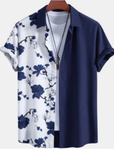 Camisa Casual de Manga Corta con Estampado Floral para Hombre - Image 8