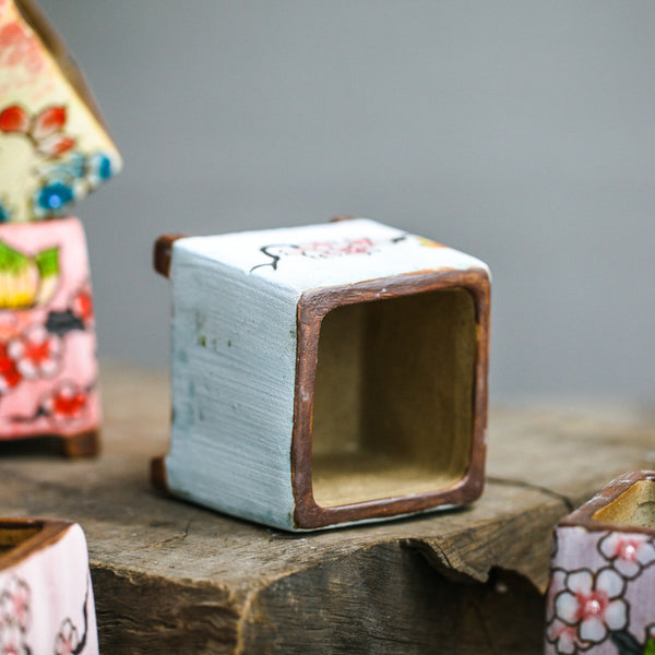 Macetas Cuadradas de Cerámica Pintada a Mano