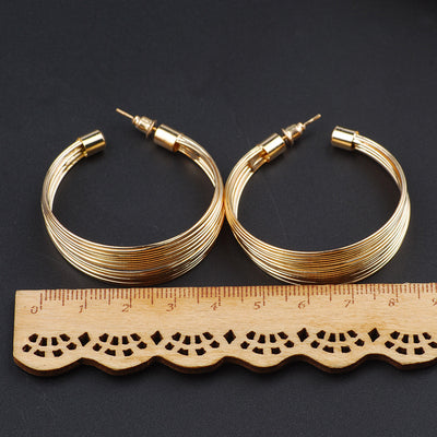 Juego de Aretes de Rayas Metálicas - Image 5