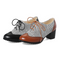 Zapatos Casuales Retro Cuadros Ingleses con Encaje y Suela Gruesa para Mujer
