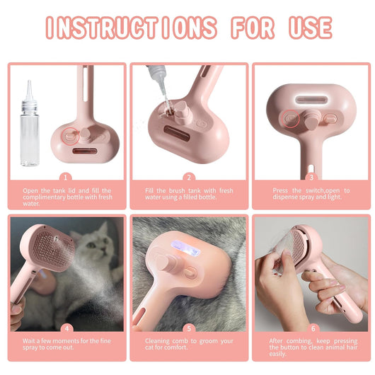 Cepillo Spray para Gatos y Perros con Depósito de Agua - Removedor de Pelo Mascotas - Image 9