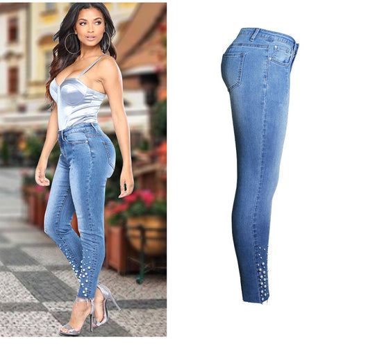 Jeans Slim Skinny Elásticos con Detalles de Cuentas - Image 9