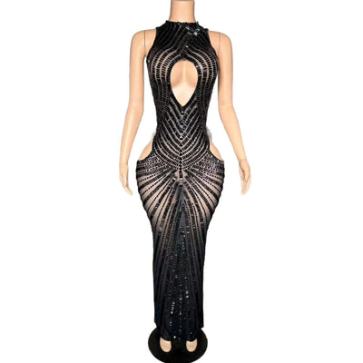 Vestido de Fiesta Transparente con Detalles Calados para Escenario y Noche - Image 4