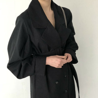 Abrigo Impermeable Largo Estilo Coreano Corte Holgado Temperamento Británico - Image 10