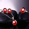 Conjunto de Joyas de Plata Esterlina S925 con Circón Rojo Retro - Joyería Nupcial de Lujo