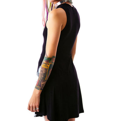 Vestido de Verano Mujer con Patrón de Dibujo Animado de Tres Ojos y Media Luna - Image 3