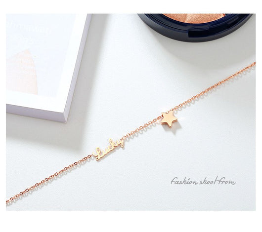 Pulsera Tobillera Acero Titanio 316L Estrella de la Suerte Oro Rosa - Joya Resistente para Mujer - Image 6