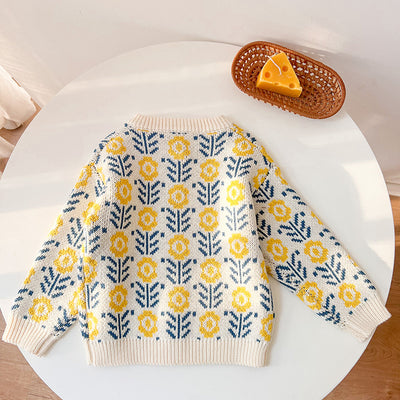 Cardigan Tejido Floral para Bebé - Romper Suéter Infantil - Image 9